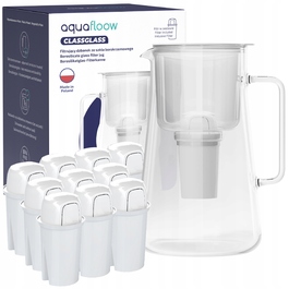 Скляний фільтр-глечик Aquafloow ClassGlass White + 11 фільтрів Class