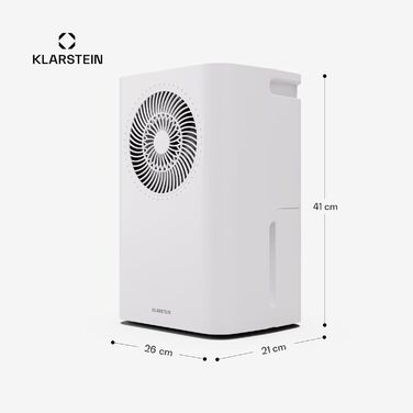Зволожувач повітря Klarstein CircleDry 12L Smart з Wi-Fi, тихий (38dB), таймер 24г, безперервна злив, контроль вологості, для приміщень до 24м², білий