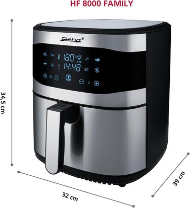 Фритюрниця Steba Family HF 8000, 8л, без олії, з сенсорним екраном, 8 програм, таймер 60 хв, 1800 Вт