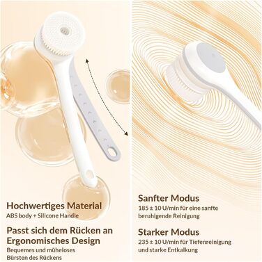 Електрична щітка для спини, м'яка ексфоліація, довгоручна душова щітка, допомога у нанесенні крему для жінок, чоловіків, людей похилого віку, глибоке очищення для всіх типів шкіри, гарна піна - Рожева (Перламутровий)