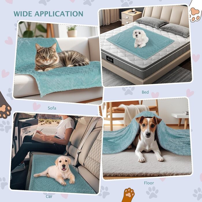 6 шт. м'які ковдри для собак та котів BVAGSS, фліс, фланель, 60 x 40 см, зелений колір