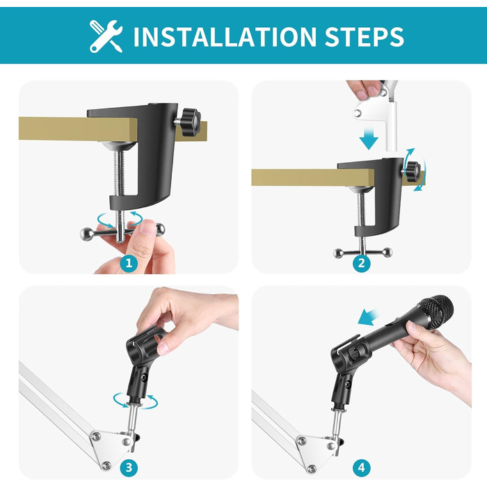 NEEWER Регульований мікрофонний стійка з підвісом, максимальне навантаження 1 кг, для радіо, телебачення, студійного запису та подій, сумісний з Blue Yeti Snowball Yeti X (білий)
