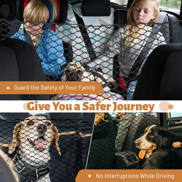 Автобар'єр для собак, сітка-перегородка для заднього сидіння авто, 130 x 89 см (51'' x 35'')