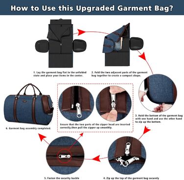 Трансформована сумка-чохол для подорожей: чоловіча та жіноча ручна сумка, велика дорожня сумка з сумкою через плече, 4-частинний набір, 2-в-1, для костюма, сукні, одягу, блакитний колір