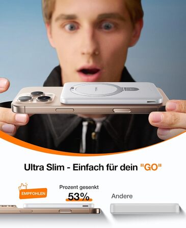 TORRAS Power Bank 5000mAh з MagSafe, 22.5W PD, USB-C, для iPhone 17 Pro Max та інших моделей