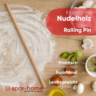 spar-home Turkish Rolling Pin - Traditional Dough Roller Made of Beechwood Handmade Wooden Rolling Pin Oklava (3er_60cm)