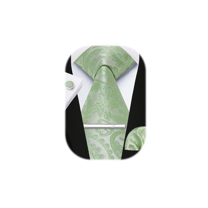 Набір краваток для чоловіків Enlision: краватка, кишеньковий хустинка, краваток-кліпса та запонки. Колір: салатовий, розмір: універсальний