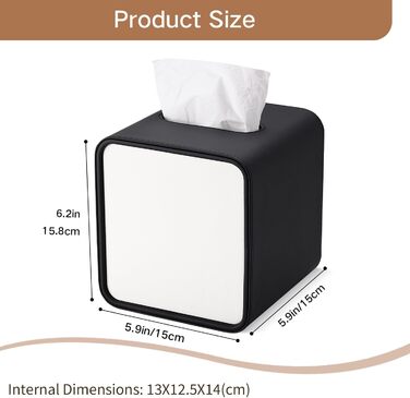 Скріпка для серветок GORESE, шкіряна, квадратна, чорна (15x15x15.8 см)