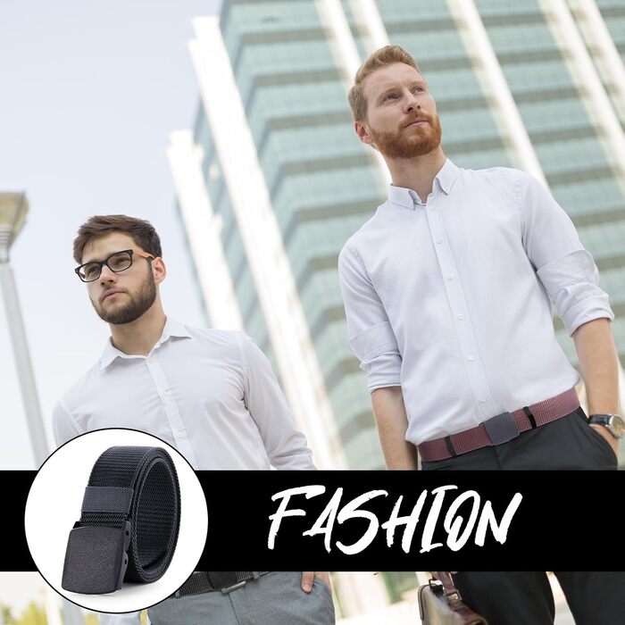 Чоловічий ремінь з нейлону, 6 шт. Регульований тканинний ремінь без пряжки, чоловічий ремінь для подорожей, роботи, активного відпочинку, туризму