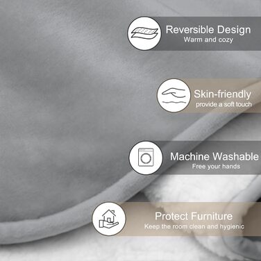 Водонепроникний коврик для собак з Sherpa Fleece, 127x152 см - захист дивану та меблів (Сріблясто-сірий)