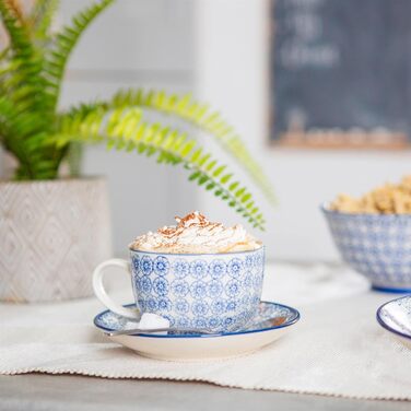 Набір чашок та блюдець Nicola Spring Cappuccino, 250 мл, 12 шт., темно-синій
