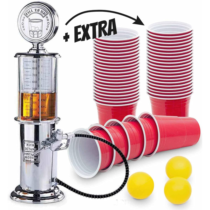 Ретро диспенсер для напоїв з дизайном у стилі ностальгії | Бар-баттлер, колонна з краном та шлангом для напоїв на вечірку | Диспенсер для пива, пивний бак, пивна система, пивна колона, штанга для пива | Вечірні гаджети (1 x колонна + 50 стаканів)