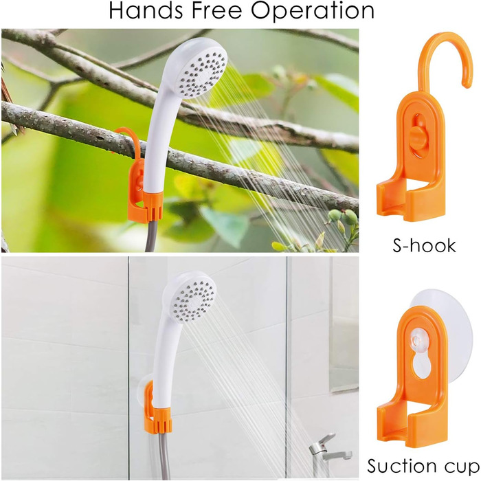 Portable Outdoor Shower, 2 Flow Modes, IPX7 Waterproof, with LED Light, 4400mAh Battery, USB Charging, Electric Shower Pump, Suitable for Hiking/Backpacking, Travel, Beach, Pets, Flowers