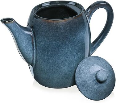 SÄNGER | Darwin 2-Piece Teakettle Set, Teapot with Lid, Drip Catcher Teapot Stoneware, Heat-Protected Pot, Keep-Warm Pot Handmade, Teapot for Loose Leaf Tea & Tea Bags Blue 1.3 L | PREMIUM COLLECTION