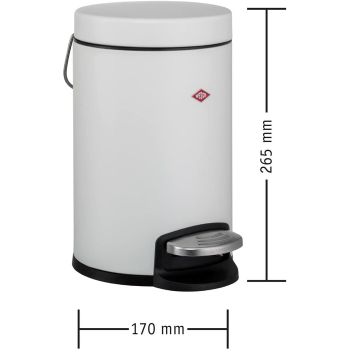 Косметичний смітник WESCO з педаллю, сталевий, 3 л, графіт матовий