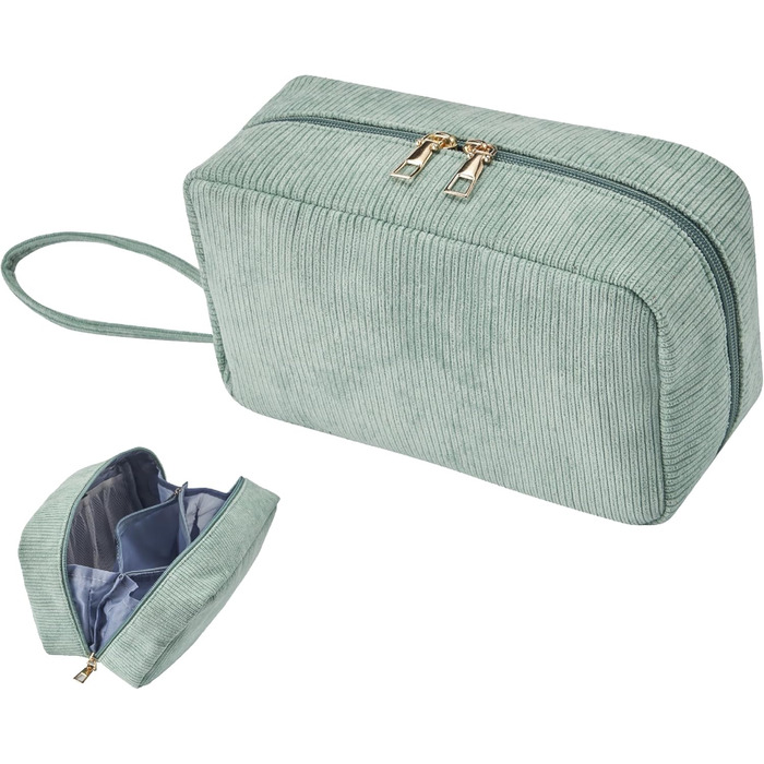 Жіноча косметичка-органайзер з корду, туристична, для подорожей, зелена