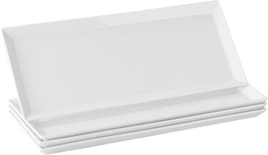 Набір сервіровочних тарілок DOWAN, 4 шт., 24.6 x 13.7 см, для буфетів, суші, десертів, закусок, білий, кераміка