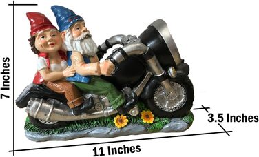 CT DISCOUNT STORE Biker Garden Gnomes Pair on Motorcycle - Outdoor Cute Figurine Motorcycle Statues, Garden Gnome Outdoor, Biker Pair in Love, Make Your House and Garden More Fun, Great Gift