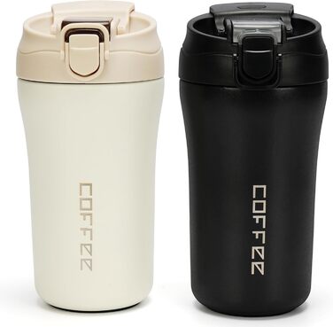 Термокружки Belle Vous 2 шт. з нержавіючої сталі 400 мл - з трубочками та кришками, для гарячих та холодних напоїв