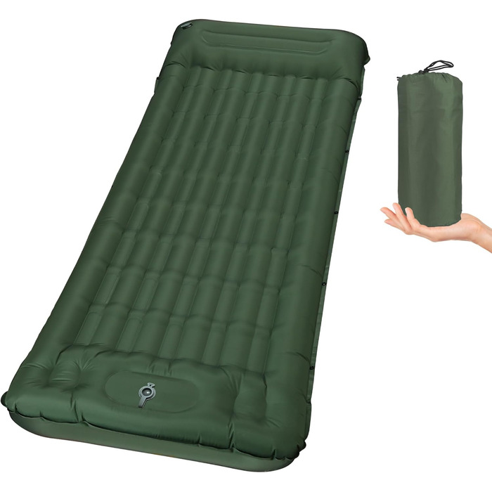 Каремат для кемпінгу Techshare самонадувний, потовщений, з насосом. Підходить для туризму, відпочинку на природі та кемпінгу