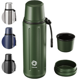 Термос Healter Thermoskanne 1л з чашкою (72 години холод & 24 години гаряче) - термофляга для кави, чаю, офісу, школи (зелений)