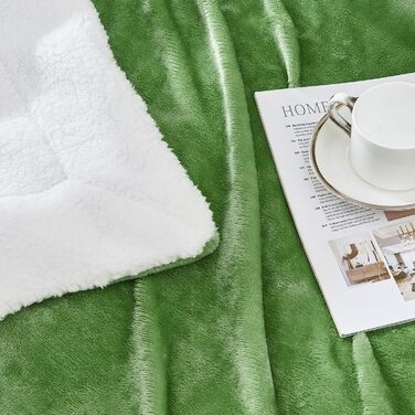 Плед Sherpa з двостороннього флісу, теплий плед для дому, дивана/крісла, 150 x 200 см, колір салатовий