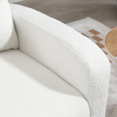 HOMCOM Lounge Chair, Armchair with Lumbar Pillow, Upholstered Armchair with Wooden Legs, Fleece Fabric, Reclining Single Chair for Living Room, Bedroom, White | Aosom
