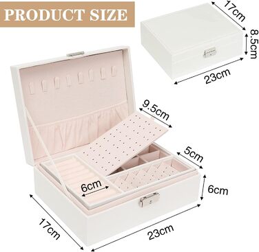 Шкатулка для прикрас XPOOP з відділеннями, для жінок, з ключем, знімний лоток, для кілець, сережок, браслетів, намист, брошей
