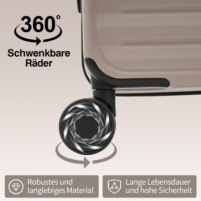 Набір валіз Merax TSA 3 шт. (M-L-XL) з телескопічним ручками та 4 колесами, чорний, PP-матеріал