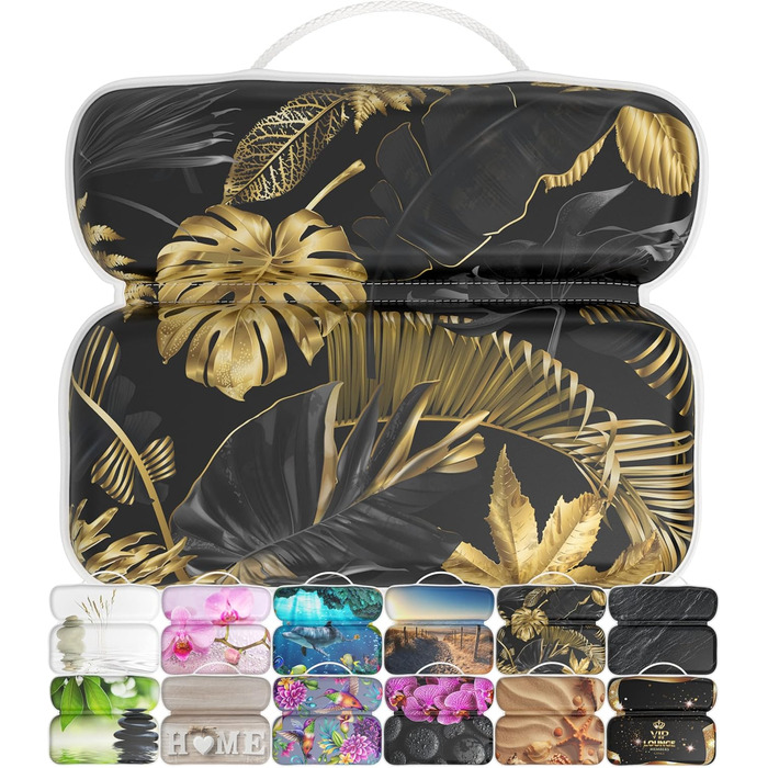 Подушка для ванни Sanilo Golden Leaves, м'яка подушка для шиї з присосками, декоративна, знімний чохол, що миється