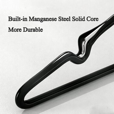 Набір вішалок для одягу з металу, 30 шт., з вирізами для плечей, стійкі до іржі, економія місця, 40 см, чорні