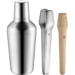 WMF Matryoshka Cocktail Set, 5-Piece, Bar Set with Stainless Steel Cocktail Shaker (700ml), Jigger, Cocktail Strainer, Ice Tongs, and Muddler, Nesting