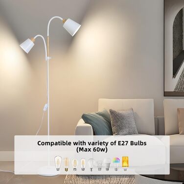 Світлодійна торшер ANTENLICHT YOYO з лампою для читання | E27, 60W | 360° регулювання | Вінтажний металевий торшер для вітальні | 159 см, зелений, без лампочки