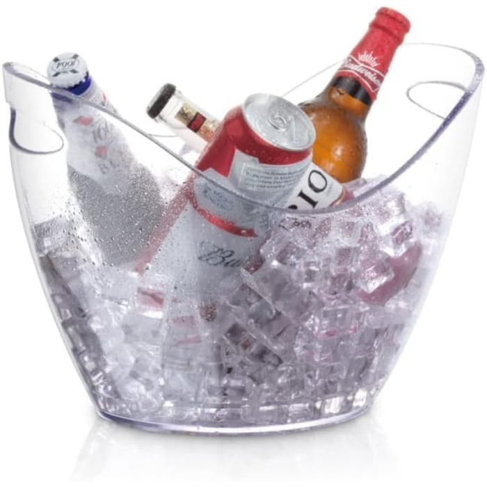 Емальований відро для шампанського 8L, відро для льоду, охолоджувач для вина та шампанського, велике відро для льоду, контейнер для фруктів та овочів (прозорий)