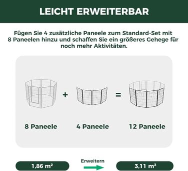 Вигул для цуценят FXW Rollick: для двору, кемпінгу, маленьких та середніх собак | 4 панелі, 115 см, чорний