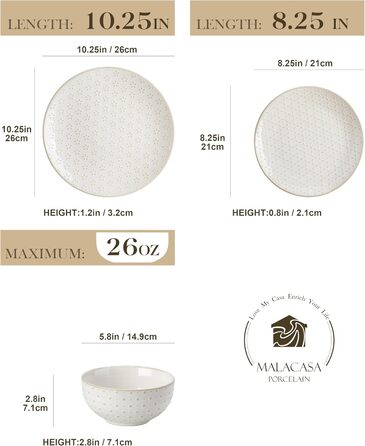 Набір кавових чашок MALACASA з блюдцем, 8 шт. (4 персони), кавовий сервіз з порцеляни, об'єм 180 мл, для кави, чаю, десертів, бежевий