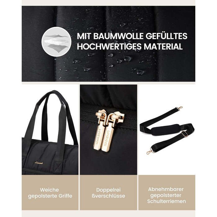 Сумка-рюкзак LOVEVOOK для жінок, велика дорожня сумка-рюкзак з відділенням для взуття та мокрих речей, 40L, 2 шт., чорний