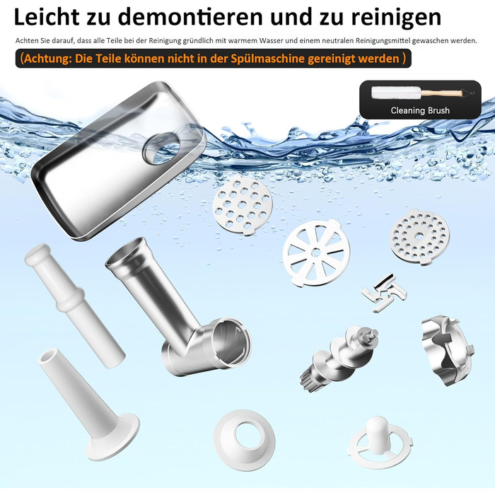 М'ясорубка електрична STANEW 4-в-1, 3500 Вт, 3 диски з нержавіючої сталі (4/8 мм, решітка), насадка для ковбас