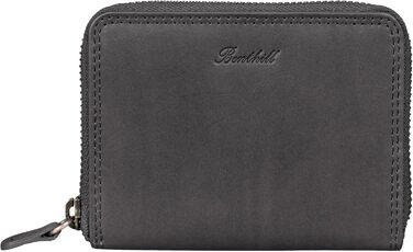 Benthill Wallet Women's Small Genuine Leather | Wallet with RFID Protection | Flat Slim Card Holder with Zipper & 6 Card Slots, Color: Gray