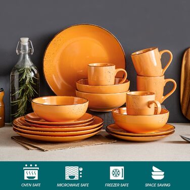 Набір посуду Vancasso Navia, 16 предметів, кераміка, для 4 осіб, помаранчевий
