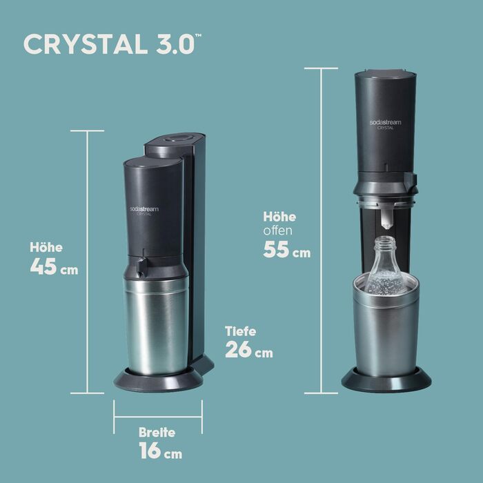 SodaStream Crystal 3.0: Газова вода вдома | Титан | 2 пляшки 0.8л + CO2 балон