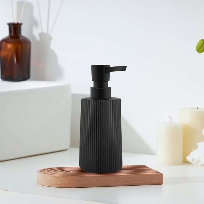 Дозатор мила скляний чорний матовий, дозатор для миття посуду, для кухні та ванної кімнати, з помповим механізмом (1 шт., чорний)