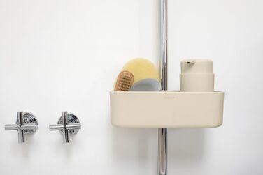 Полиця для душу Brabantia ReNew, настінна, без свердління, антикорозійна, до 2 кг, 24,4x13,3x7,5 см, бежева