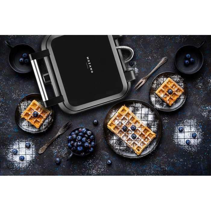 Вафельниця Mozano Smart 1500W, чорна (на 2 великі вафлі)