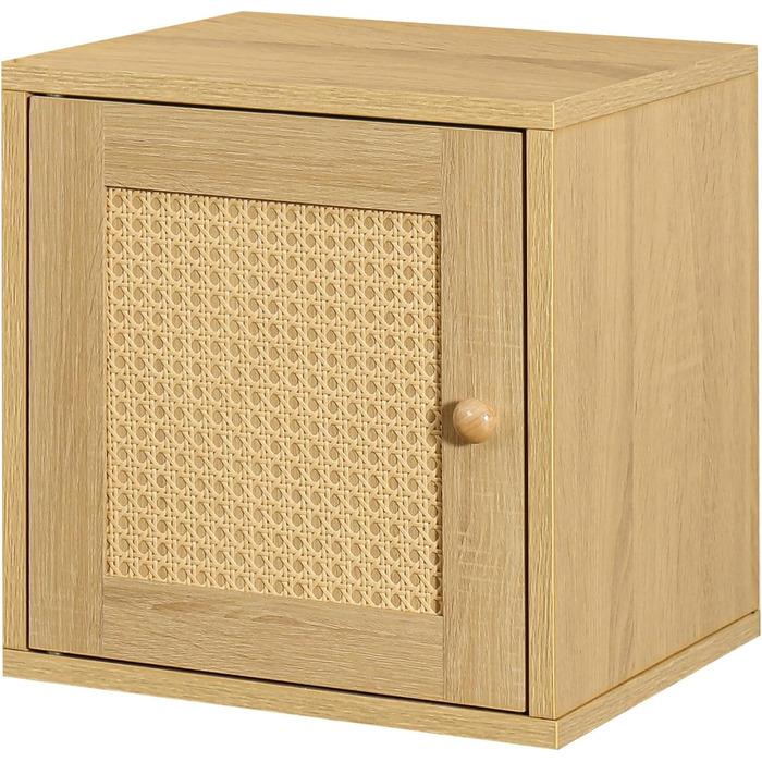 Magic DIY Cube Storage Organizer, Stackable Cubes for Home, Books, Clothes, Toys, Modular Storage System, Closet Organizer, Bookshelf, Closet (French (Yellow Oak, Rattan Cube))