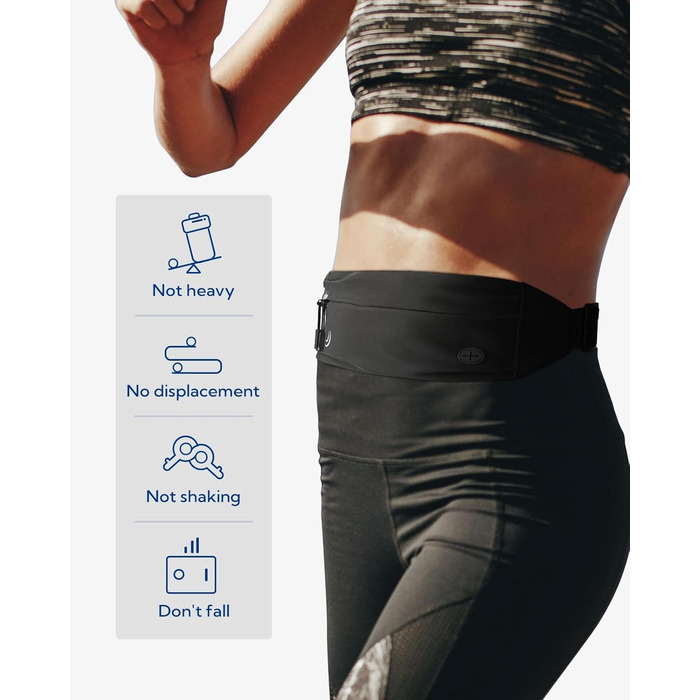 Водонепроникний поясний ремінь Waterfly для телефону: спортивна поясна сумка для бігу, джогінгу, фітнесу, подорожей (чорний)