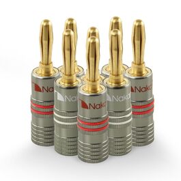 Nakamichi Ultimate Series 24K позолочені Бананові роз'єми для акустичних кабелів (8 шт, 4 пари) 4 мм, 12-18 AWG, Hi-Fi