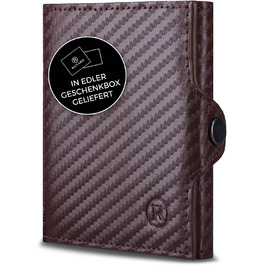 RUTAKO Slim Wallet with XL Coin Pocket & RFID Protection - Card Holder for Men & Women - Small Credit Card Wallet - Mini Purse - Small Portmonee/Portemonnaie - Wallet Carbon Brown