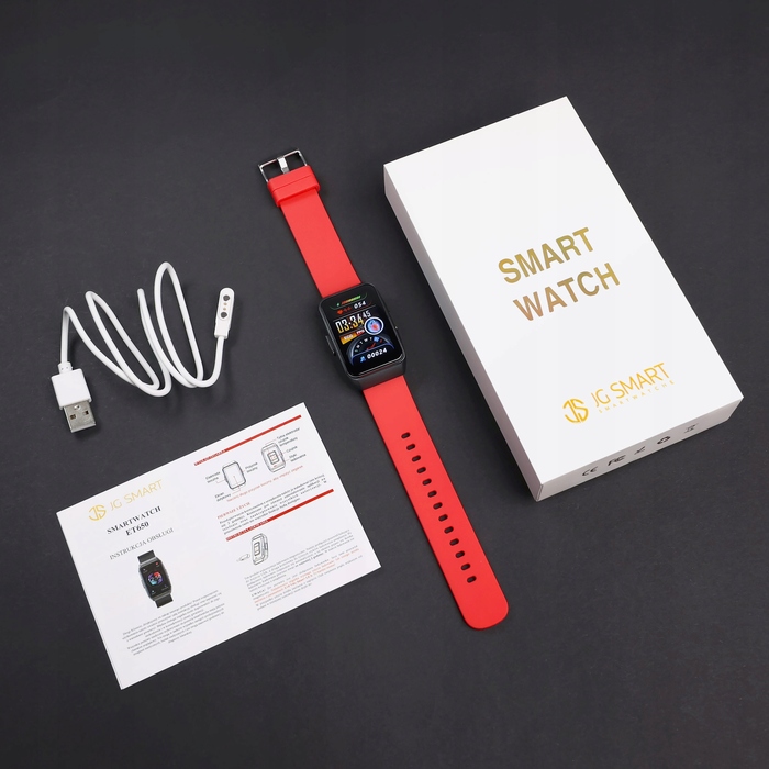 Смарт-годинник для літніх людей JG Smart EKG-650, українське меню, червоний