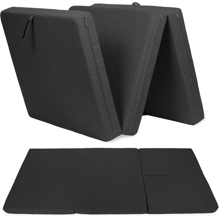 Складний матрац Sunnypillow Premium 120x195x15 см, 3-секційний, товщина 15 см, знімний чохол, чорний, гостьовий та дорожній, пінополіуретан